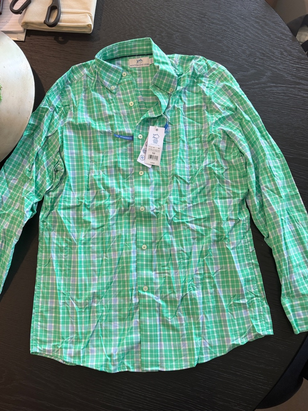 Southern Tide Green Plaid Button-Down Shirt